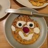 waffle with face made from food