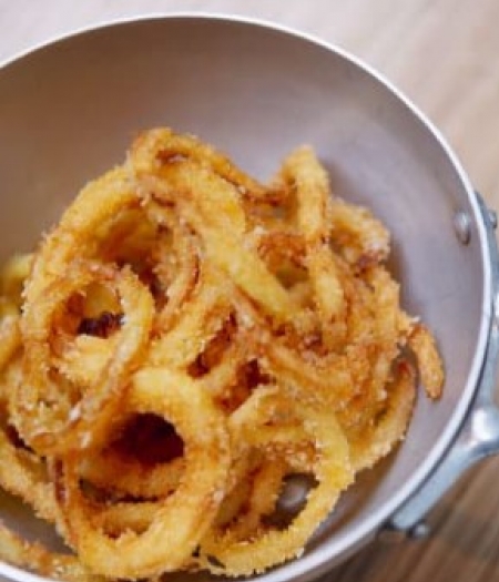 Onion rings are a simple and tasty way to use up bread crumbs.